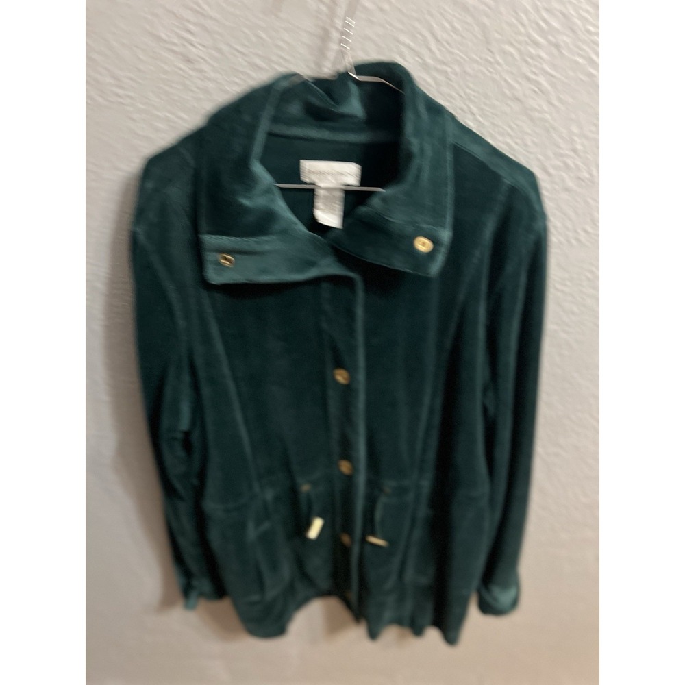 Drapers and Damons Jacket Green Velour Button Jacket Size XL‎ Womens - Picture 2 of 7
